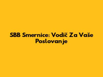 SBB Smernice: Vodič Za Vaše Poslovanje