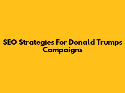 SEO Strategies For Donald Trump's Campaigns