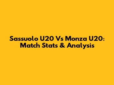 Sassuolo U20 Vs Monza U20: Match Stats & Analysis