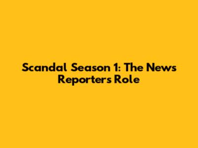 Scandal Season 1: The News Reporter's Role