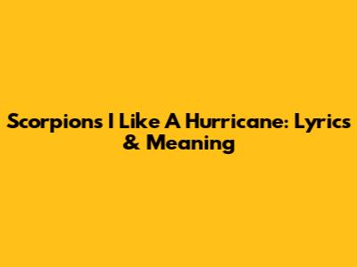 Scorpions' 'I Like A Hurricane': Lyrics & Meaning