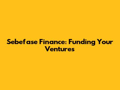 Sebefase Finance: Funding Your Ventures