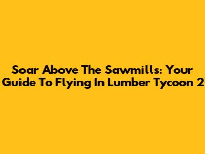 Soar Above The Sawmills: Your Guide To Flying In Lumber Tycoon 2