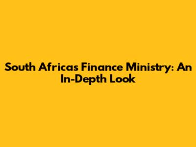 South Africa's Finance Ministry: An In-Depth Look