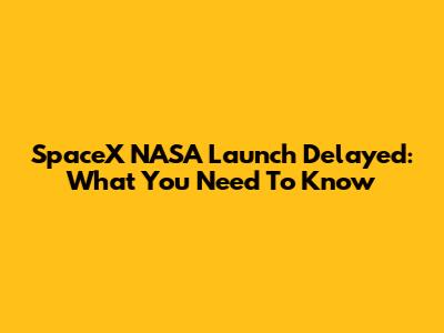 SpaceX NASA Launch Delayed: What You Need To Know