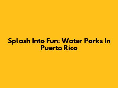 Splash Into Fun: Water Parks In Puerto Rico