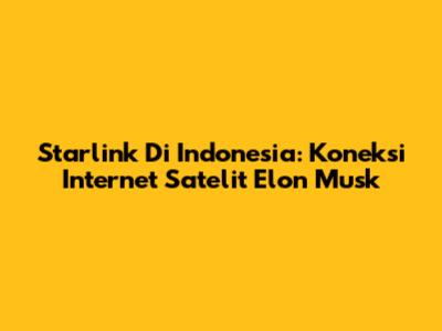 Starlink Di Indonesia: Koneksi Internet Satelit Elon Musk