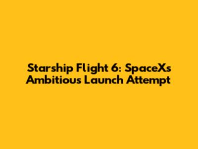 Starship Flight 6: SpaceX's Ambitious Launch Attempt