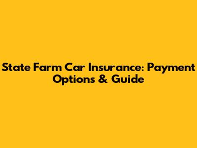 State Farm Car Insurance: Payment Options & Guide