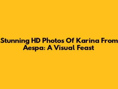 Stunning HD Photos Of Karina From Aespa: A Visual Feast