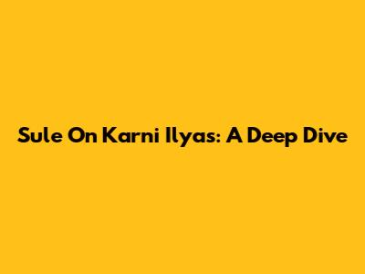 Sule On Karni Ilyas: A Deep Dive