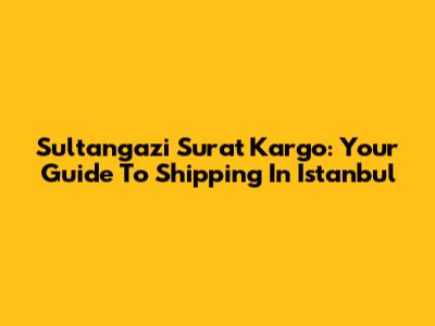 Sultangazi Surat Kargo: Your Guide To Shipping In Istanbul