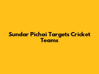 Sundar Pichai Targets Cricket Teams