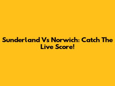 Sunderland Vs Norwich: Catch The Live Score!