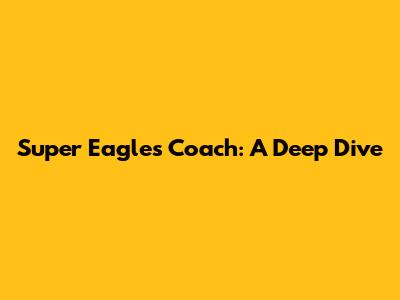 Super Eagles Coach: A Deep Dive