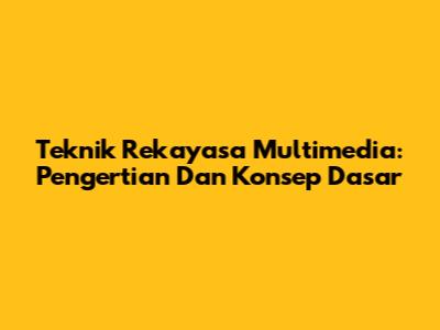 Teknik Rekayasa Multimedia: Pengertian Dan Konsep Dasar