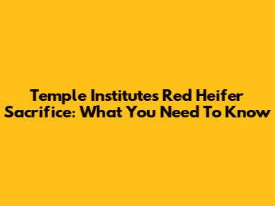 Temple Institute's Red Heifer Sacrifice: What You Need To Know