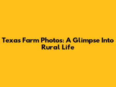 Texas Farm Photos: A Glimpse Into Rural Life