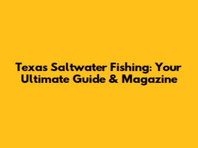 Texas Saltwater Fishing: Your Ultimate Guide & Magazine