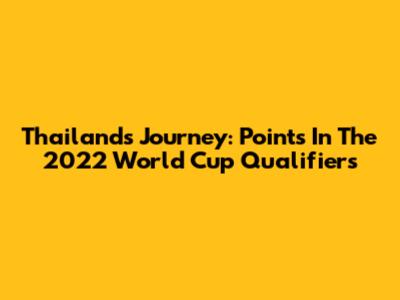 Thailand's Journey: Points In The 2022 World Cup Qualifiers
