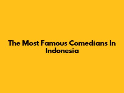 The Most Famous Comedians In Indonesia