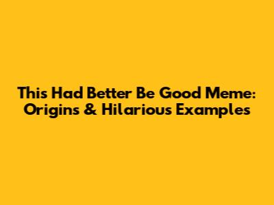 This Had Better Be Good Meme: Origins & Hilarious Examples