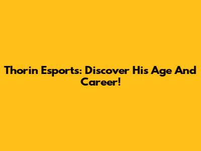 Thorin Esports: Discover His Age And Career!