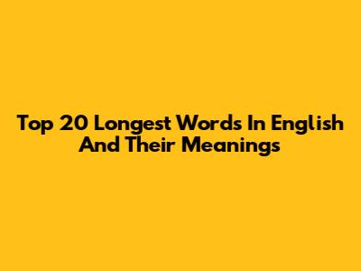 Top 20 Longest Words In English And Their Meanings