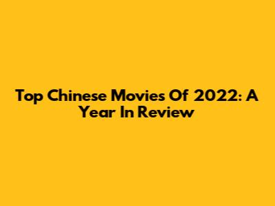 Top Chinese Movies Of 2022: A Year In Review