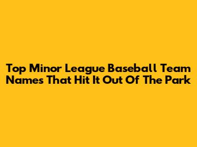 Top Minor League Baseball Team Names That Hit It Out Of The Park