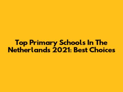 Top Primary Schools In The Netherlands 2021: Best Choices