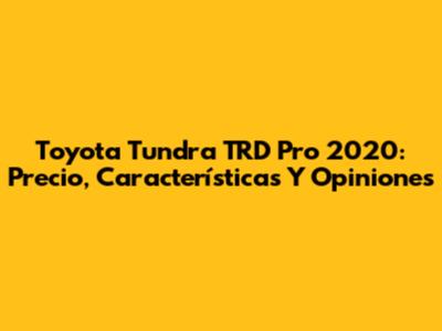 Toyota Tundra TRD Pro 2020: Precio, Características Y Opiniones
