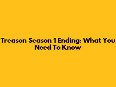 Treason Season 1 Ending: What You Need To Know