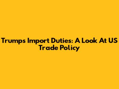 Trump's Import Duties: A Look At US Trade Policy