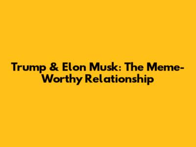 Trump & Elon Musk: The Meme-Worthy Relationship