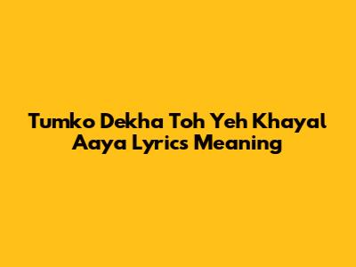 Tumko Dekha Toh Yeh Khayal Aaya Lyrics Meaning