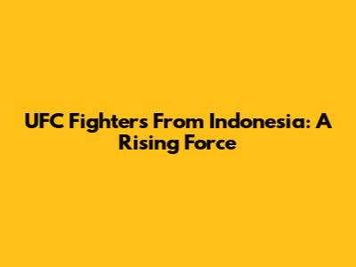 UFC Fighters From Indonesia: A Rising Force