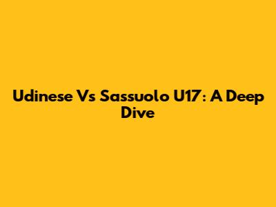 Udinese Vs Sassuolo U17: A Deep Dive