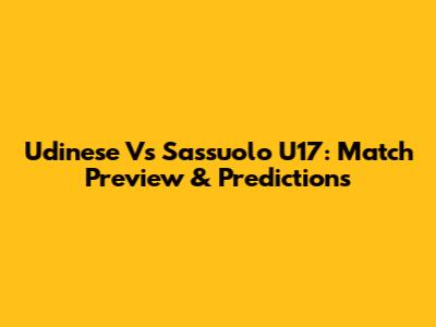 Udinese Vs Sassuolo U17: Match Preview & Predictions