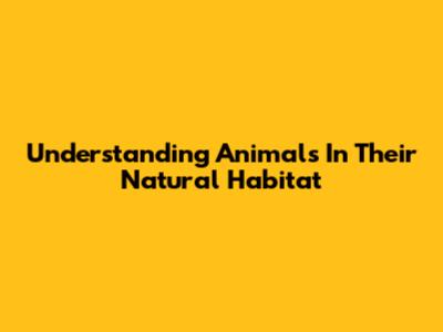 Understanding Animals In Their Natural Habitat