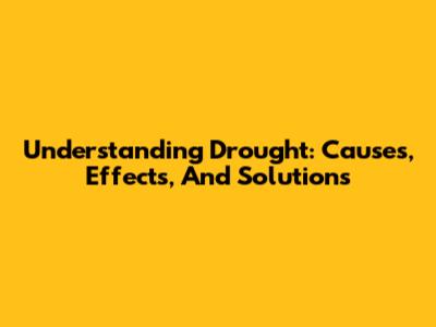 Understanding Drought: Causes, Effects, And Solutions