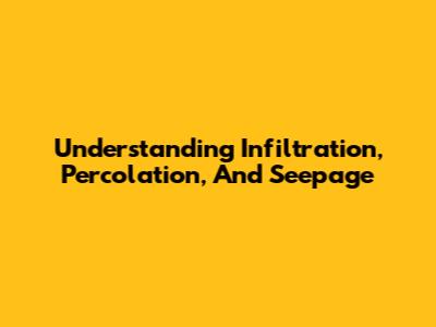 Understanding Infiltration, Percolation, And Seepage