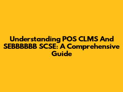 Understanding POS CLMS And SEBBBBBB SCSE: A Comprehensive Guide