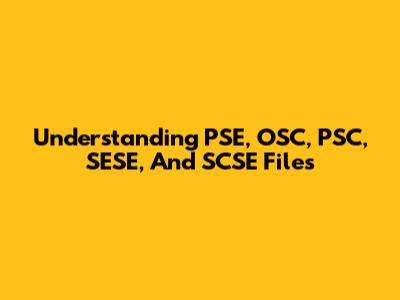 Understanding PSE, OSC, PSC, SESE, And SCSE Files