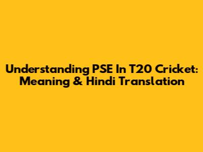 Understanding PSE In T20 Cricket: Meaning & Hindi Translation