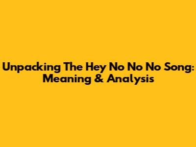Unpacking The 'Hey No No No' Song: Meaning & Analysis