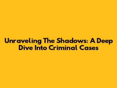 Unraveling The Shadows: A Deep Dive Into Criminal Cases