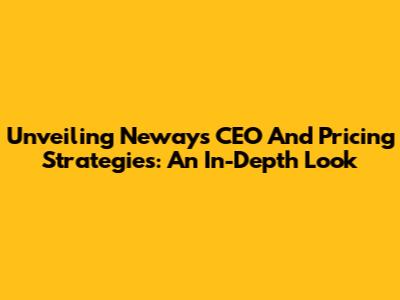 Unveiling Neway's CEO And Pricing Strategies: An In-Depth Look