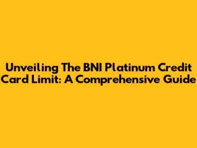 Unveiling The BNI Platinum Credit Card Limit: A Comprehensive Guide