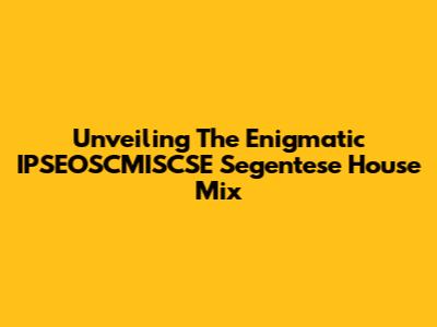 Unveiling The Enigmatic IPSEOSCMISCSE Segentese House Mix